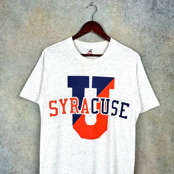 Vintage 90s Syracuse University T Shirt Mens Sz M Gray 90s College USA Made - Picture 2 of 7